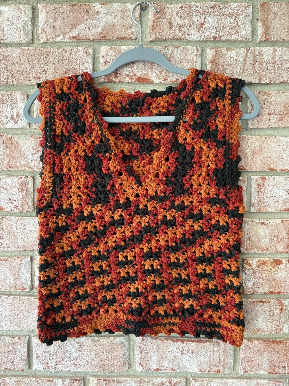 Vintage Hand Crocheted Rustic BOHO Cottagecore Hippie Knit Sweater Vest Size XS